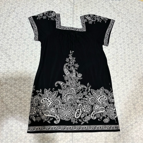 Signature London Style Women’s black & white paisley boho tunic dress. Size XL - Picture 2 of 9